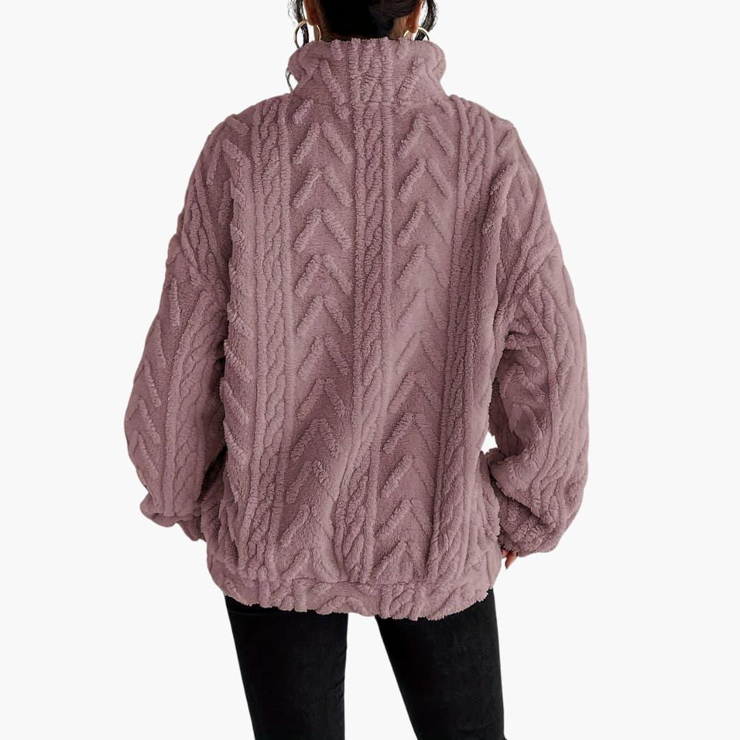 Cable-Knit Fleece Pullover - Women's Cozy Long Sleeve Top - Made by Jessica