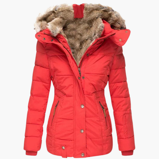 Hooded Parka Coat - Women's Warm Fur-Lined Winter Jacket