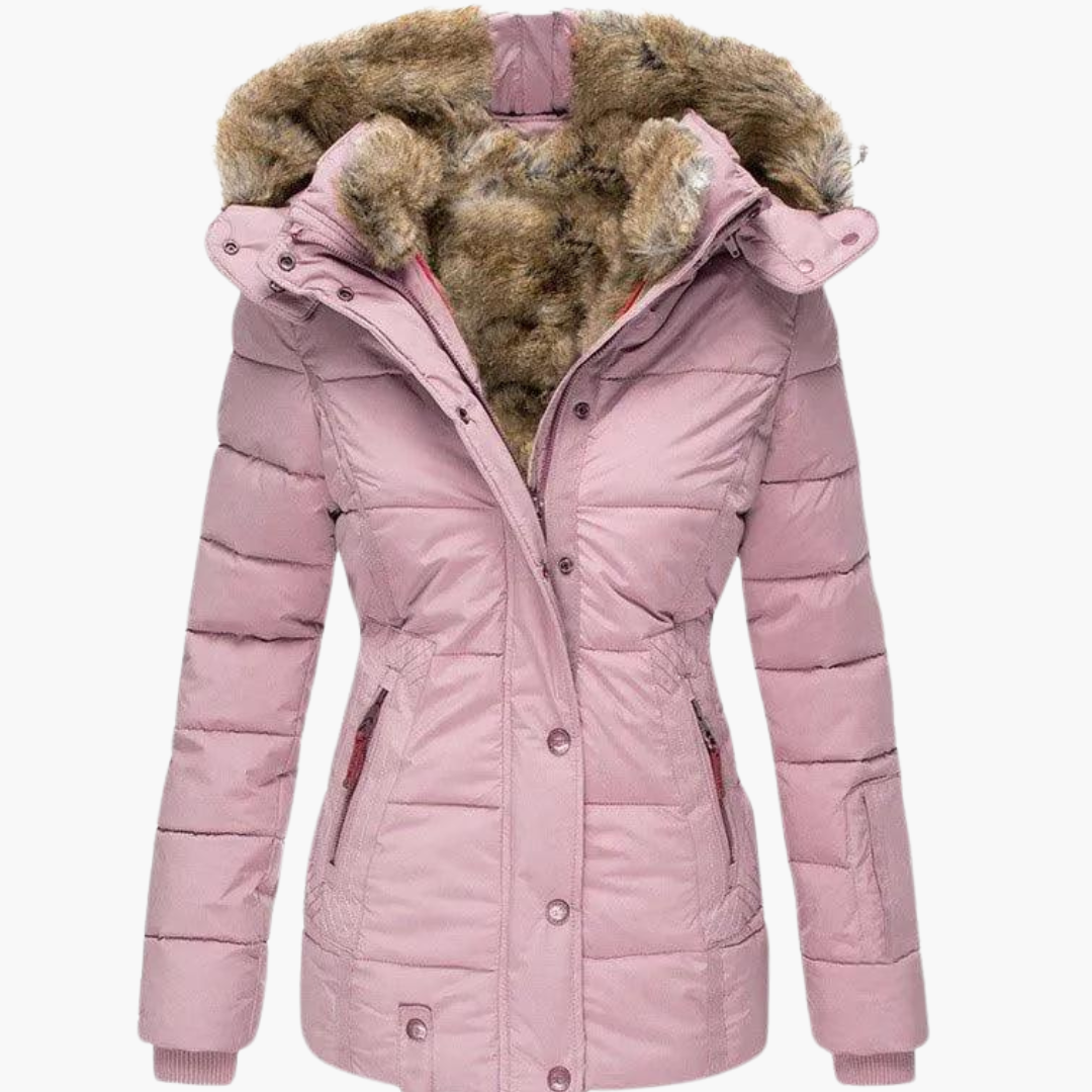 Hooded Parka Coat - Women's Warm Fur-Lined Winter Jacket