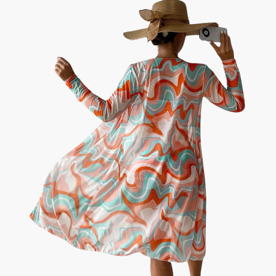 Women’s summer kimono beachwear set with long sleeves