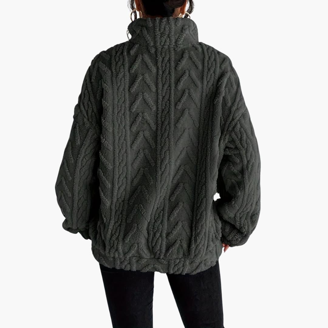 Cable-Knit Fleece Pullover - Women's Cozy Long Sleeve Top - Made by Jessica