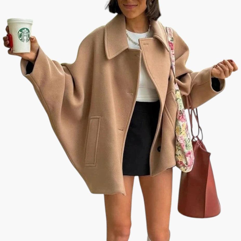 Wool Blend Button Coat – Women's Classic Winter Style