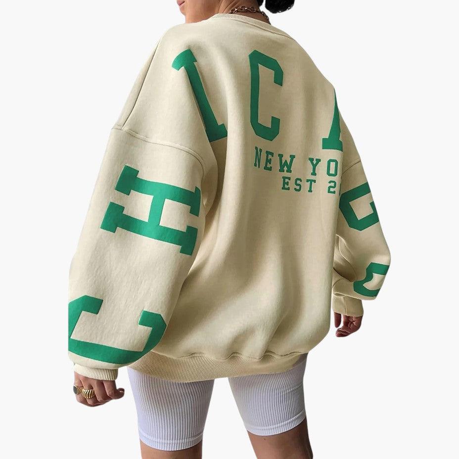 Trendy Graphic Oversized Pullover for Women - Casual Fit