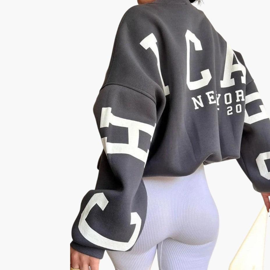 Trendy Graphic Oversized Pullover for Women - Casual Fit